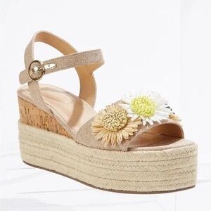 Cato | Straw Flower Platform Wedges Various Sizes Available